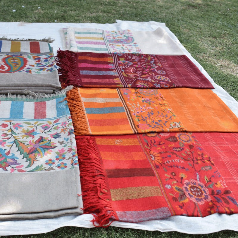 View 8 of Beige Dunes Palledar Kani Pashmina Shawl