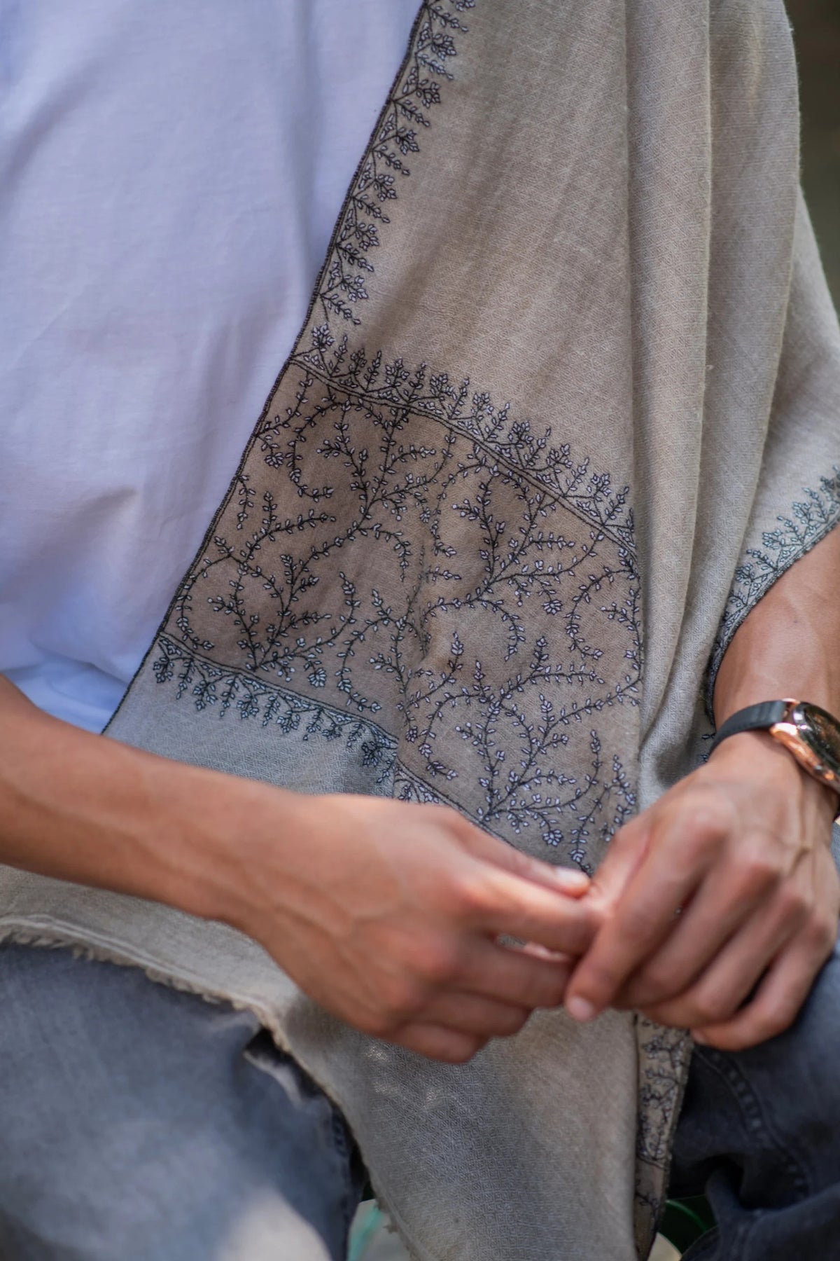 View 2 of Brown Feather Dual Pashmina Wrap