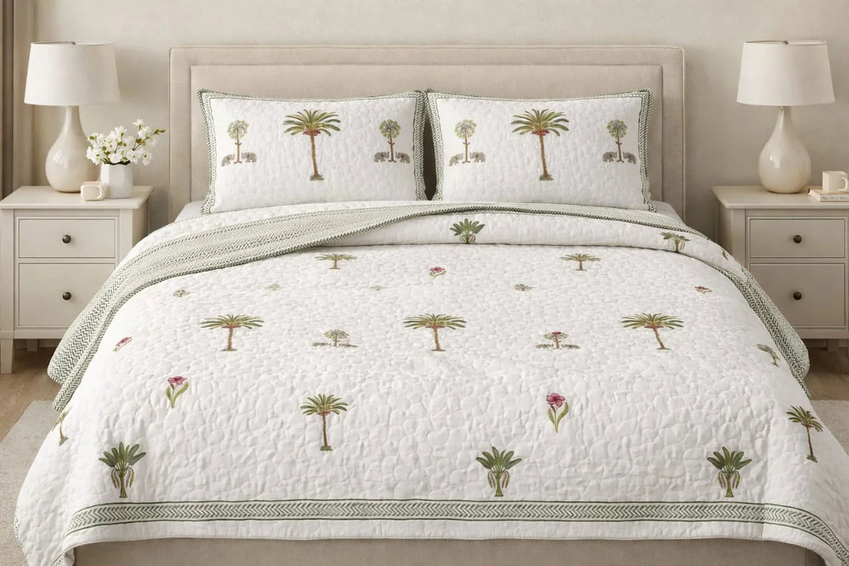 View 1 of The Heritage Elephant Quilted Bed cover set