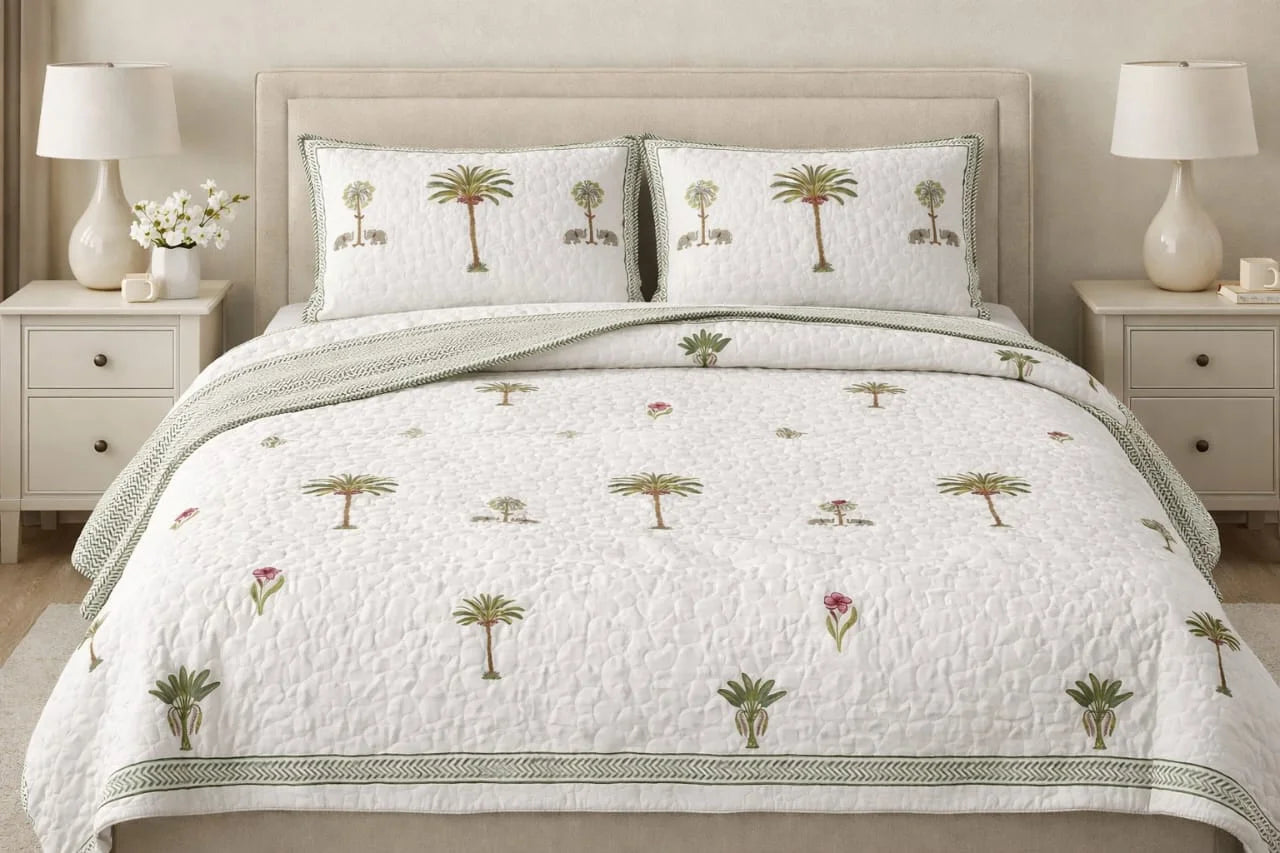 The Heritage Elephant Quilted Bed cover set