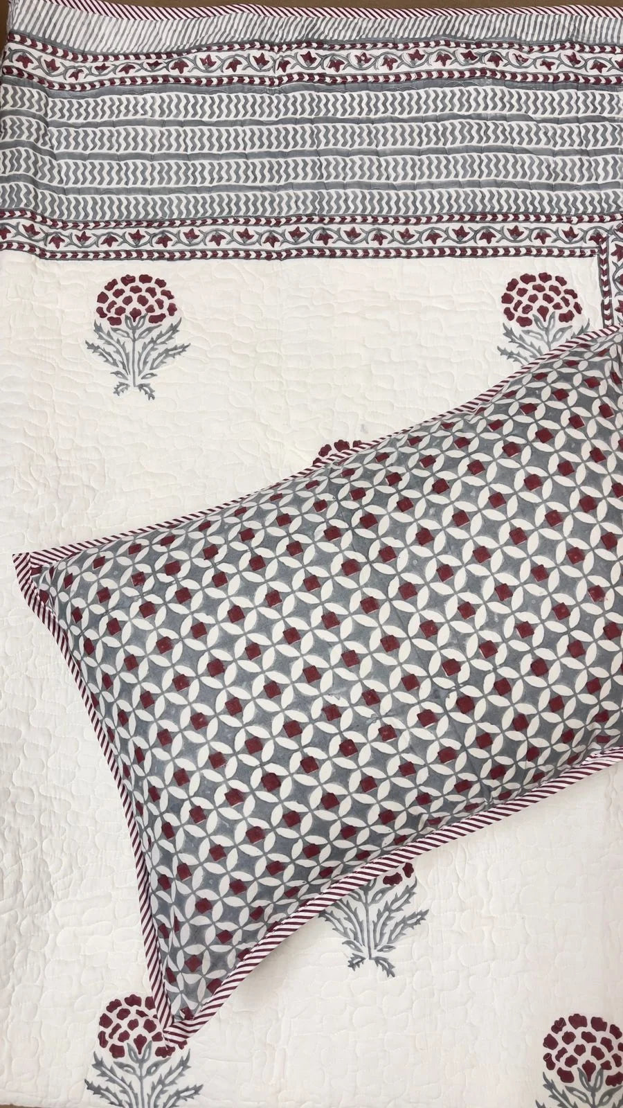 View 2 of The Symmetrical Poppy Quilted Bed Cover Set