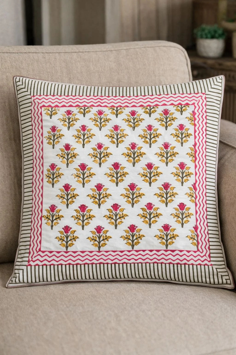 The Pink Blossom Trellis Cushion Cover