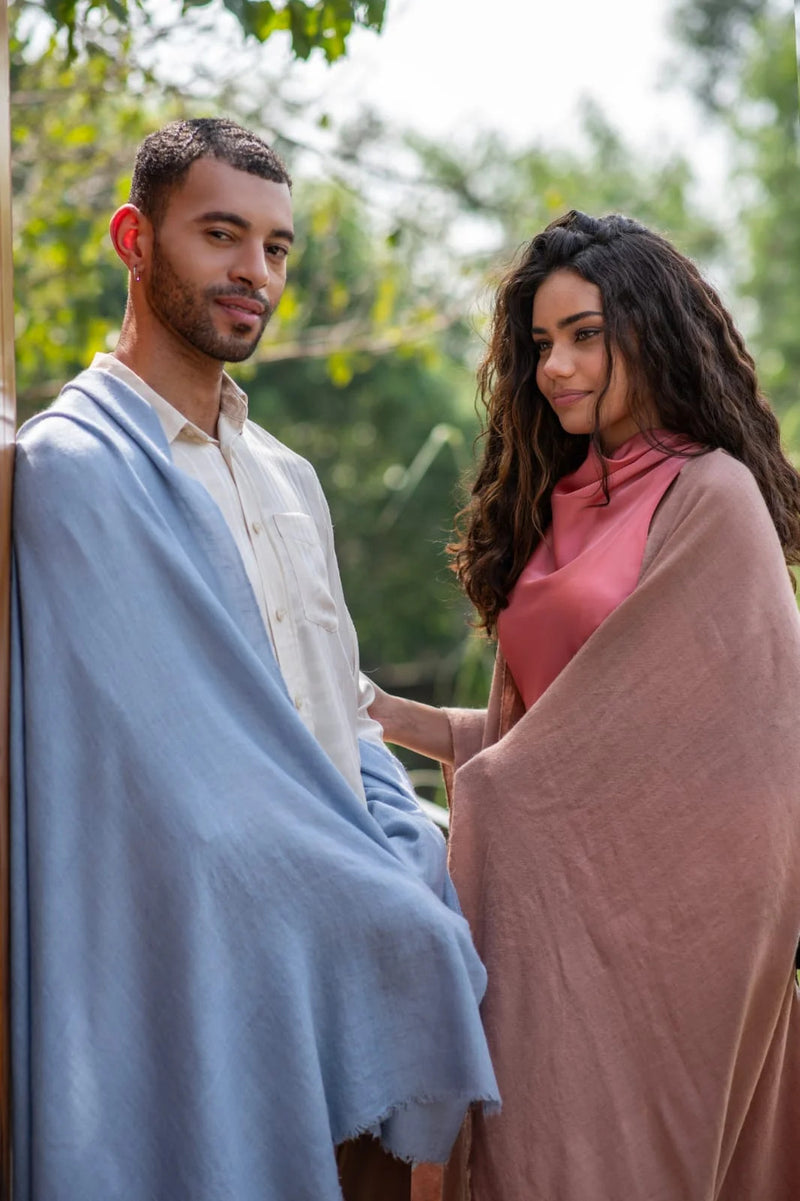 Celestia Blue Plain Handspun Pashmina Shawl