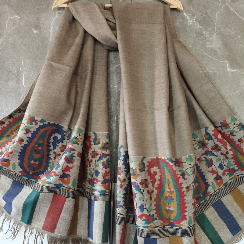 View 6 of Beige Dunes Palledar Kani Pashmina Shawl