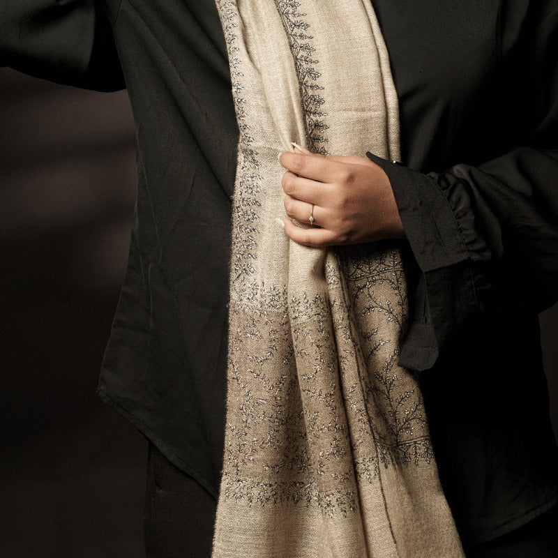 View 7 of Brown Feather Dual Pashmina Wrap