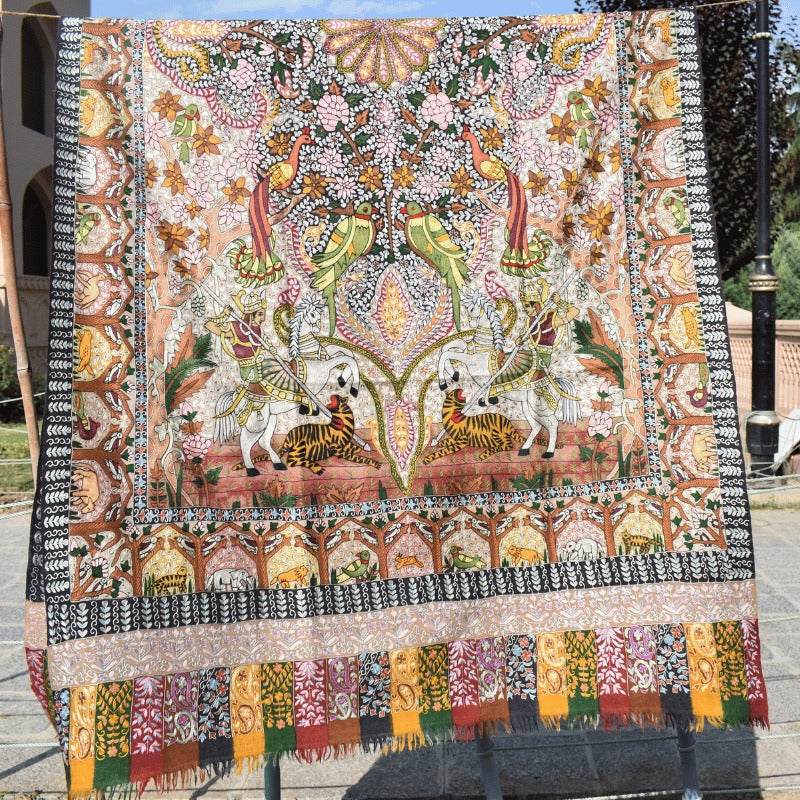 View 6 of Royal Hunting Kalamkari Pashmina