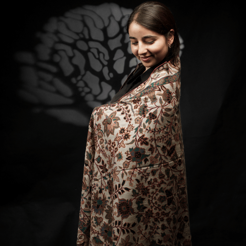 Ivory Moss Handpainted Kalamkari