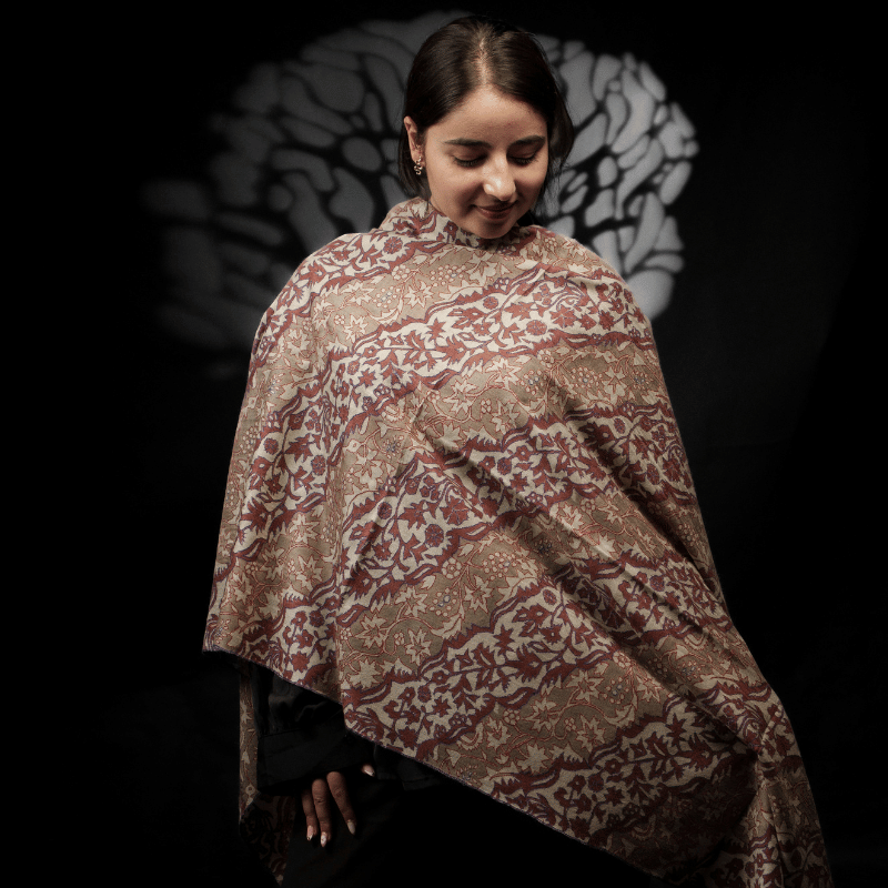 Mauve Blush Diagonal Handpainted Kalamkari
