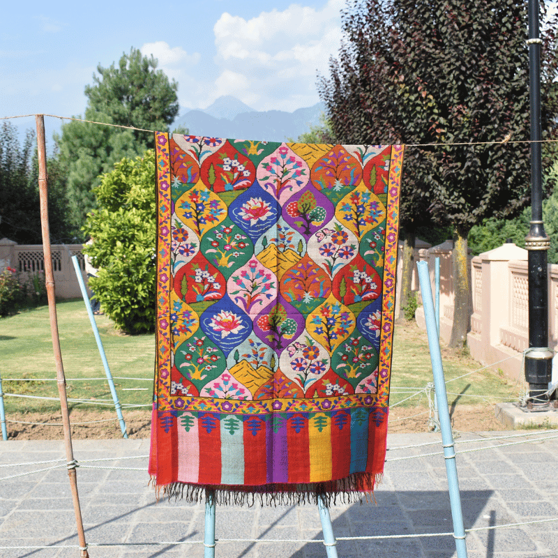 Crimson of the Vale Kani Pashmina Wrap