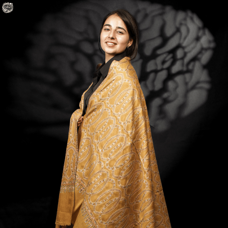 Mari Gold Maze Pashmina Shawl