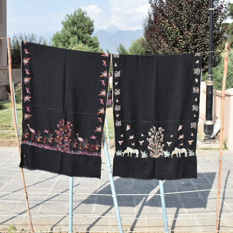 Black Nightbloom Canopy Pashmina Wrap