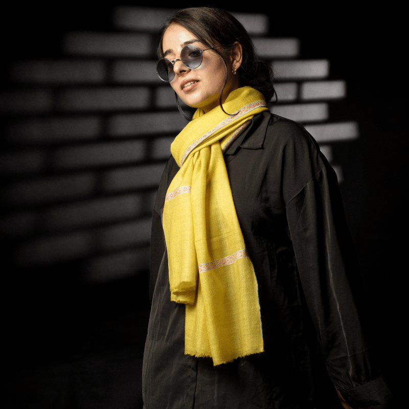 Lime Green Lace Embroidered Pashmina Wrap