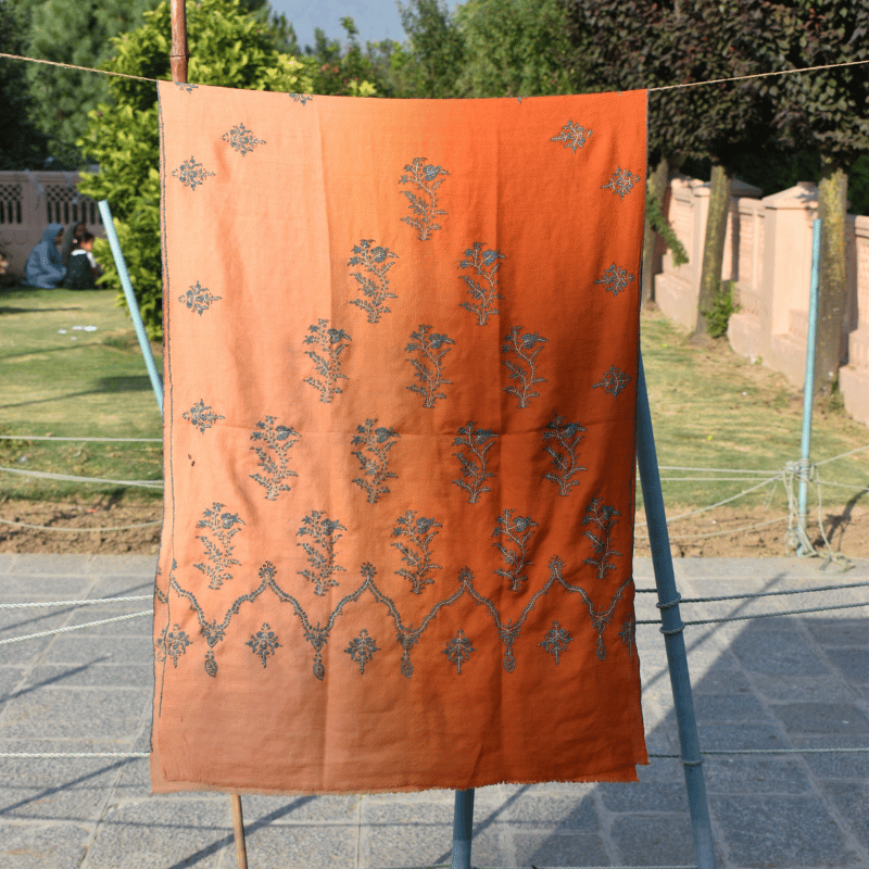 Saffron Sunset Bloom Pashmina Wrap