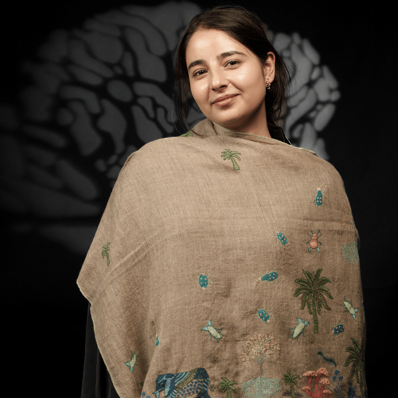 Natural Wild Scene Embroidered Wrap