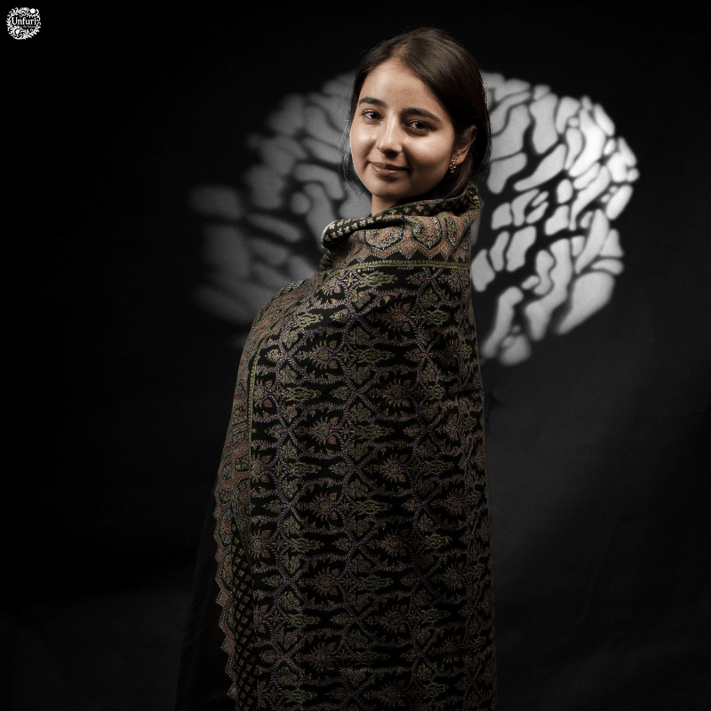 Black Twilight Garden Pashmina