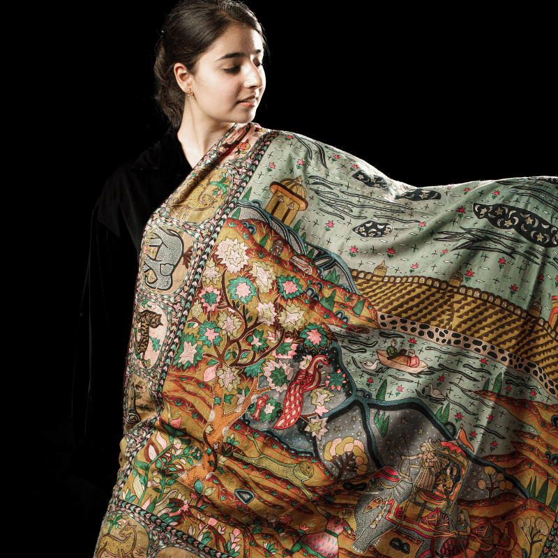 Kashmiriyat Kalamkari Pashmina Shawl