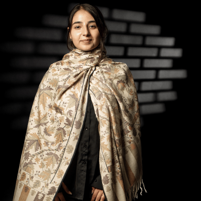 Ivory Chinar Bloom Kani Pashmina Shawl