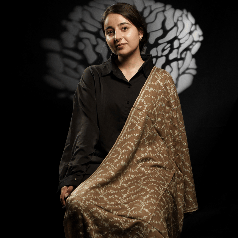 Walnut Brown Jaal Pashmina Wrap
