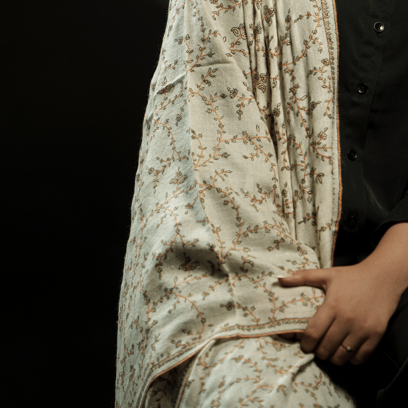 Off-White Moonlit Thread Pashmina Wrap - Image 2