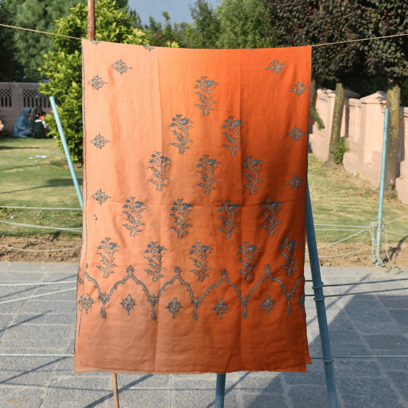 Saffron Sunset Bloom Pashmina Wrap - Image 2