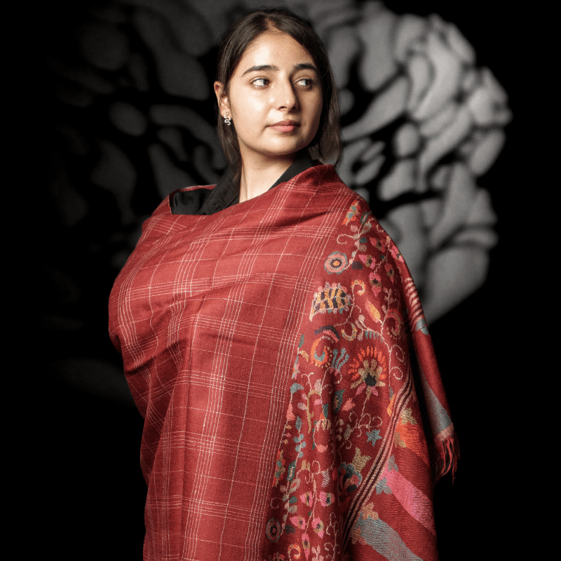 Maroon Heritage Kani Pashmina Shawl