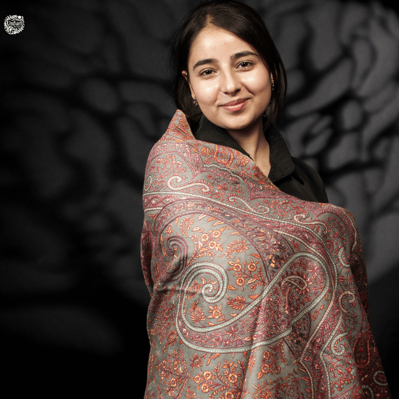 Taupe and Chestnut Symphony Pasmina Shawl