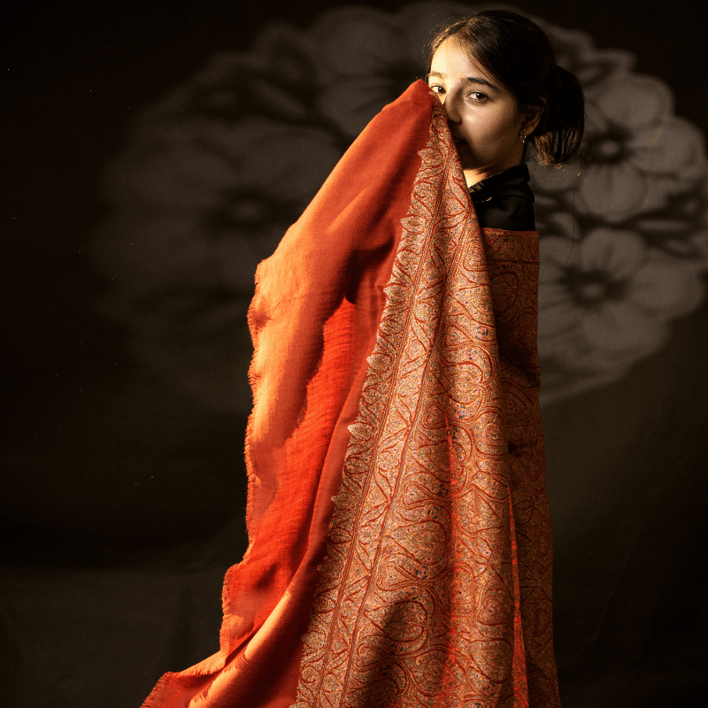 Saffron Light Pashmina Shawl - Image 2