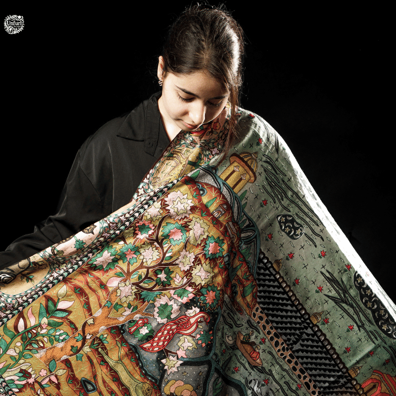 Kashmiriyat Kalamkari Pashmina Shawl - Image 2