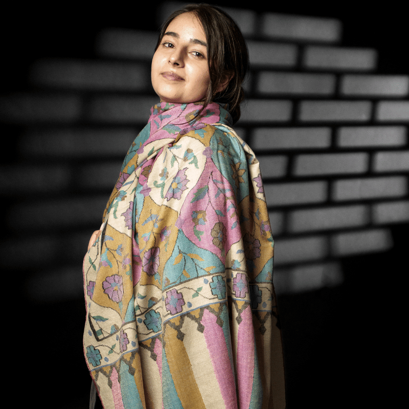 Ivory Valley Mist Kani Pashmina Wrap - Image 3