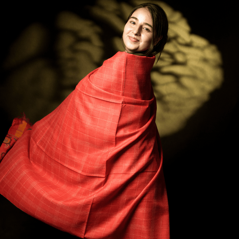Scarlet Red Kani Pashmina Shawl - Image 2