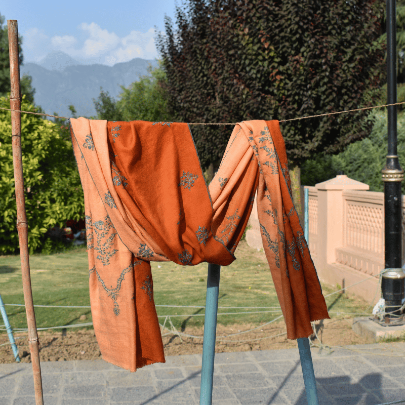 Saffron Sunset Bloom Pashmina Wrap - Image 4