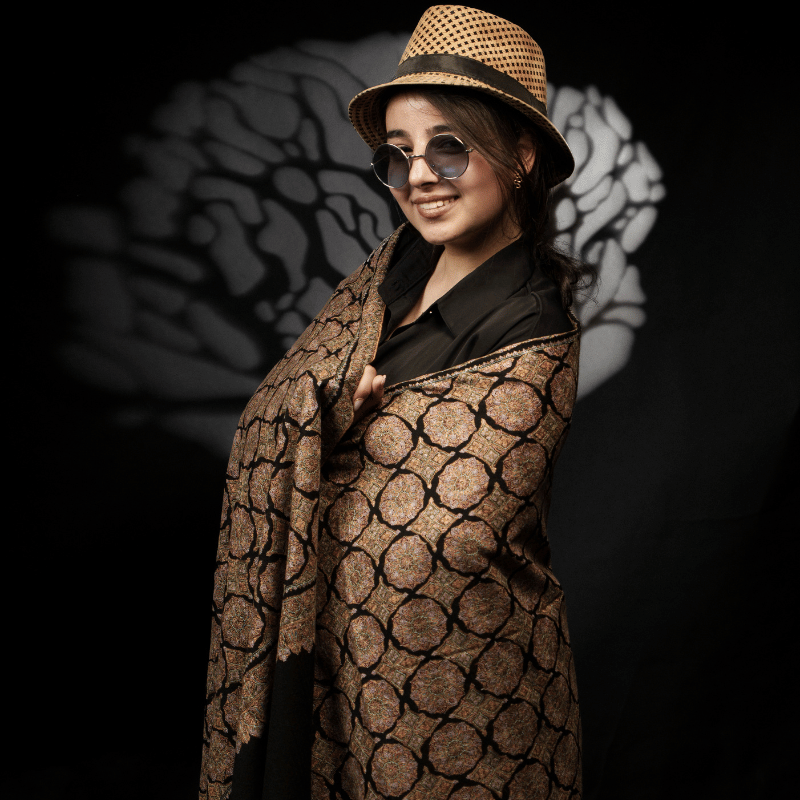 Black Royal Filigree Pashmina Shawl