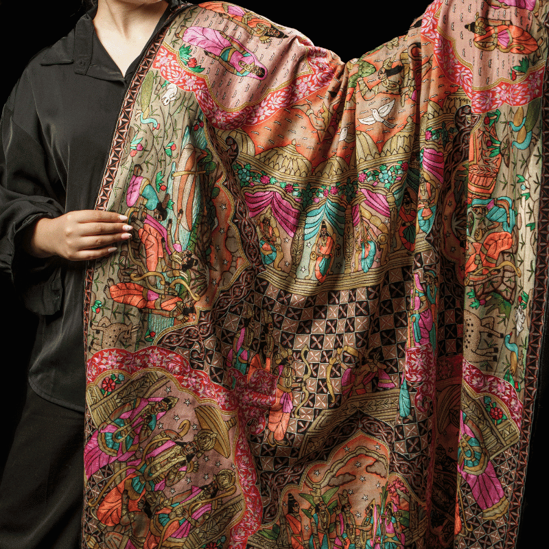 Ram Journey Kalamkari Pashmina Shawl - Image 3