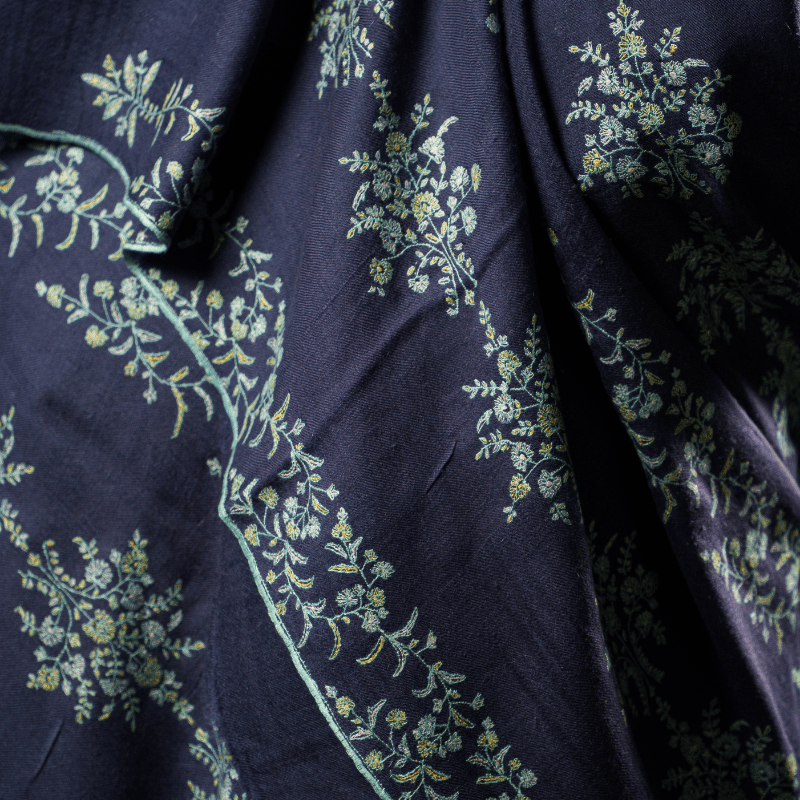 Blue Vertical Jade Pashmina Shawl - Image 4