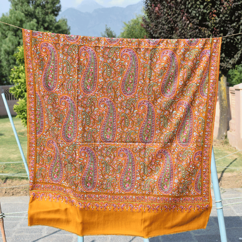 Mustard Harvest Haze Pashmina Shawl - Image 4