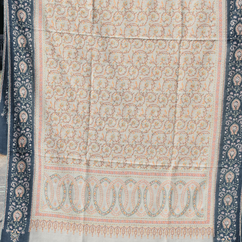 Ivory Grey Meadow Pashmina - Image 5