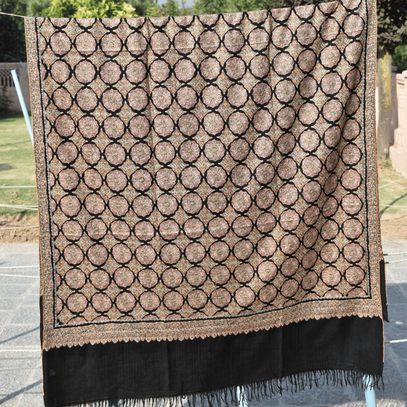 Black Royal Filigree Pashmina Shawl - Image 5