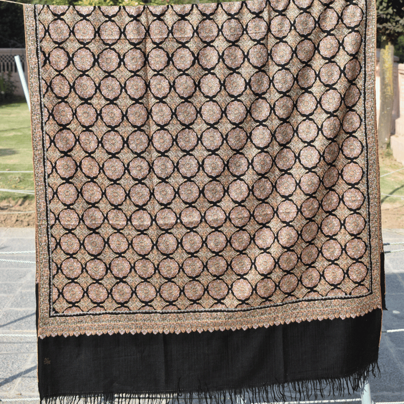 Black Royal Filigree Pashmina Shawl - Image 6