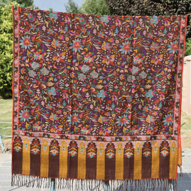 Wine Gulistan Kani Pashmina Shawl - Image 7