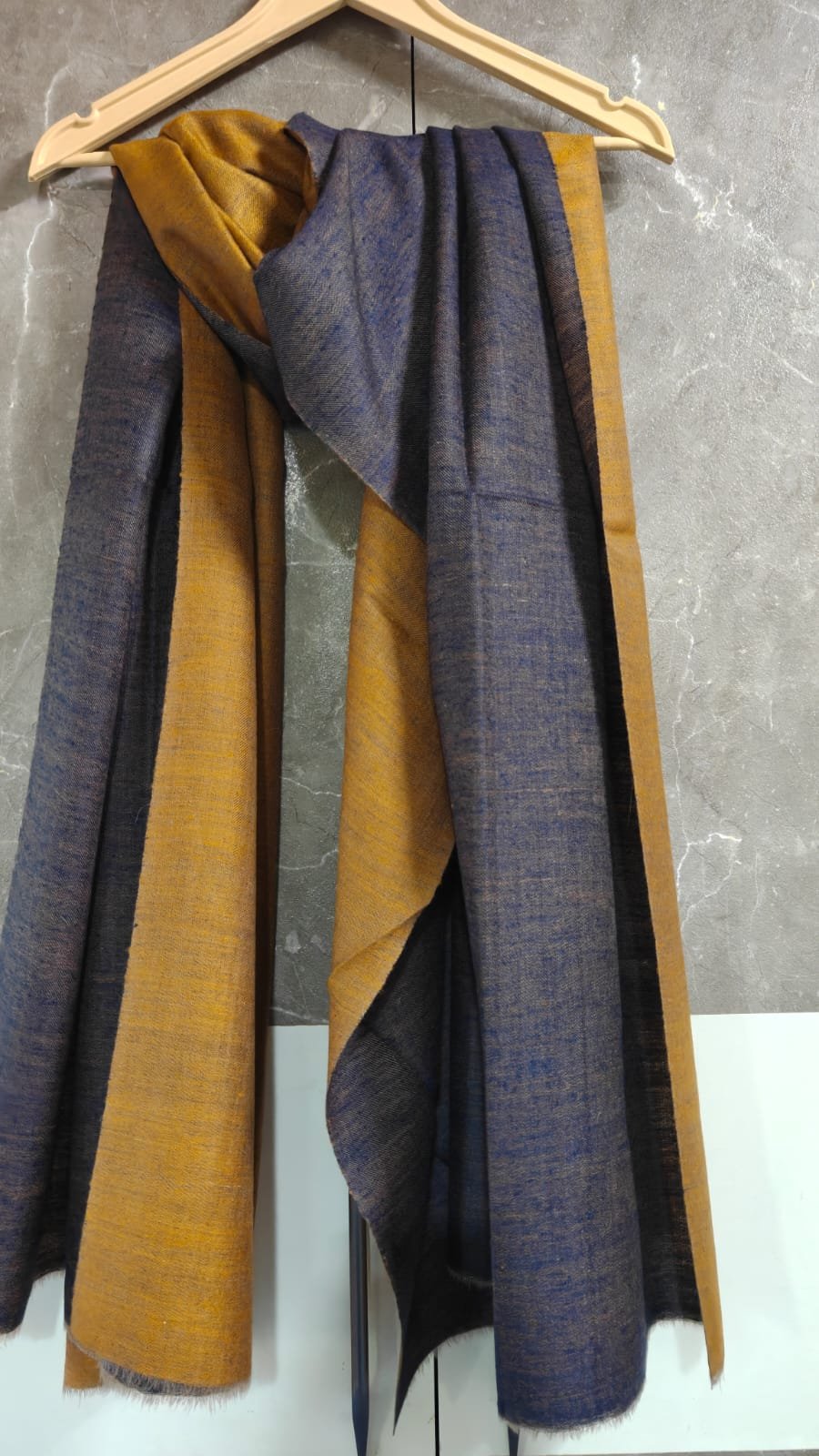 Indigo and Mustard Gold Dual Colour Pashmina Wrap
