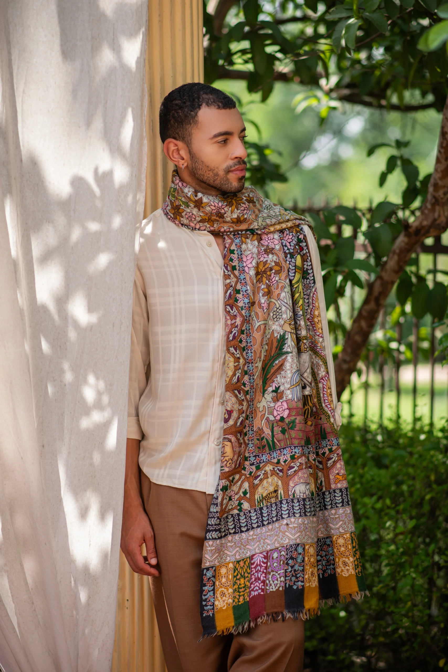 Royal Hunting Kalamkari Pashmina