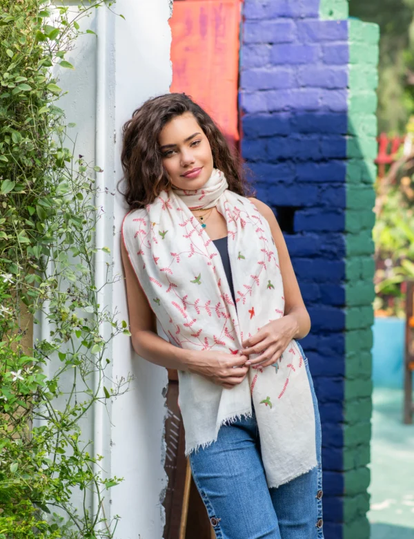 Off White Vines and Birdies Wrap