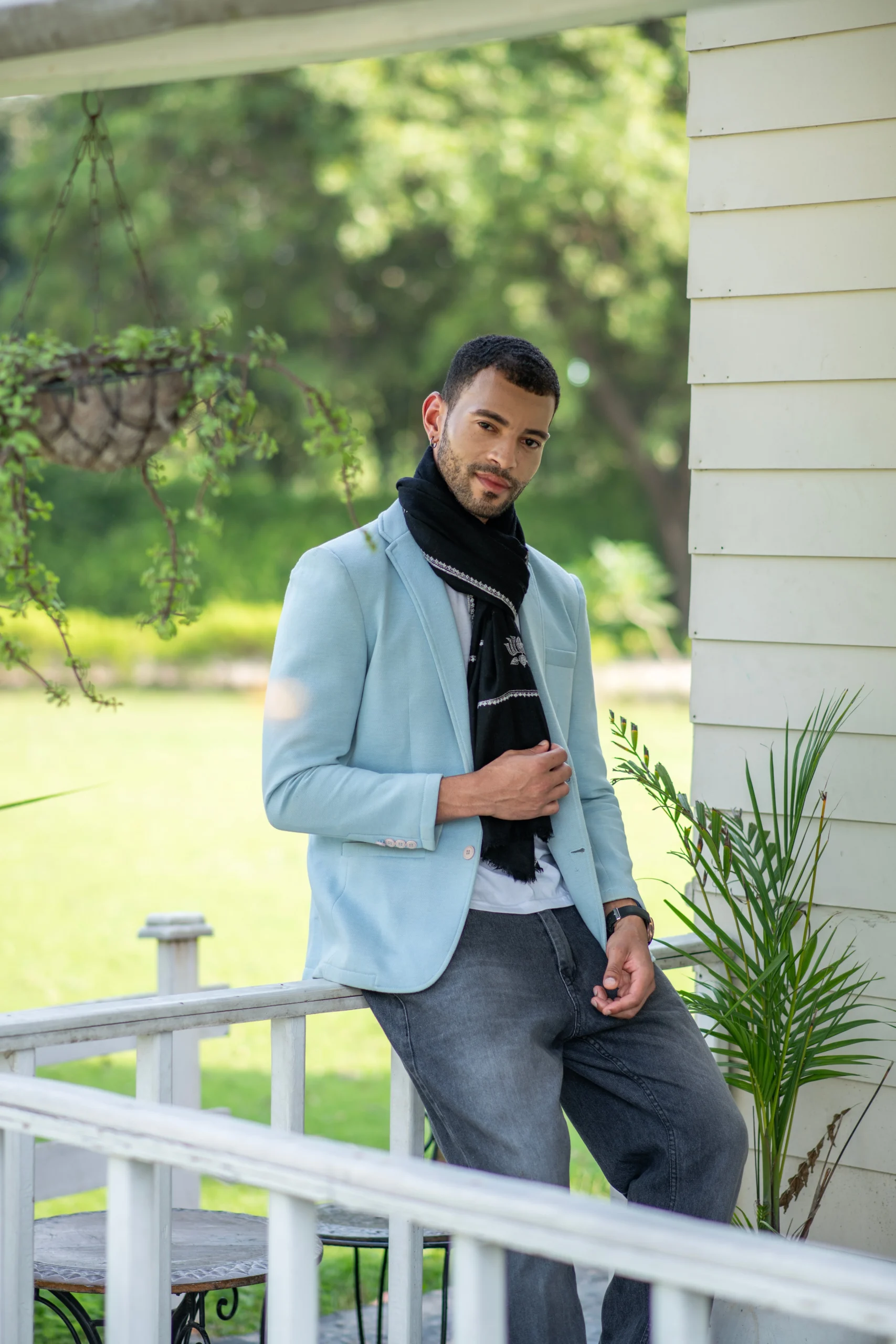 Lotus Noir Deep Black Canvas adorned with hand embroidered white lotuses - Image 3