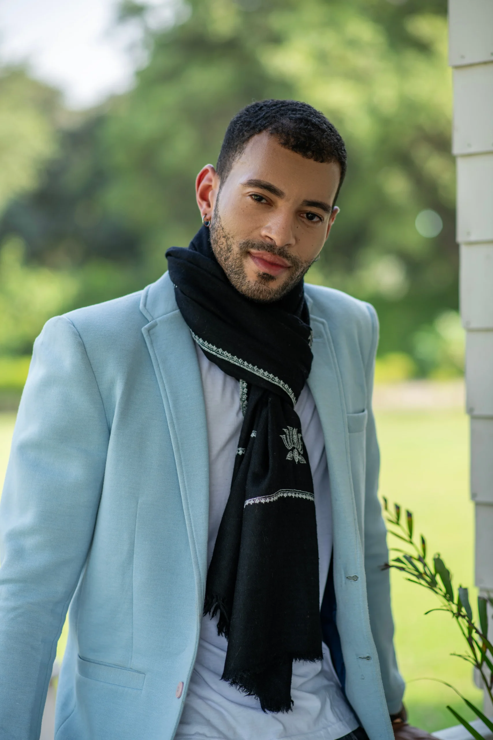 Lotus Noir Deep Black Canvas adorned with hand embroidered white lotuses - Image 2