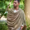 Earthen Echo Brown green-red striped patterened shawl