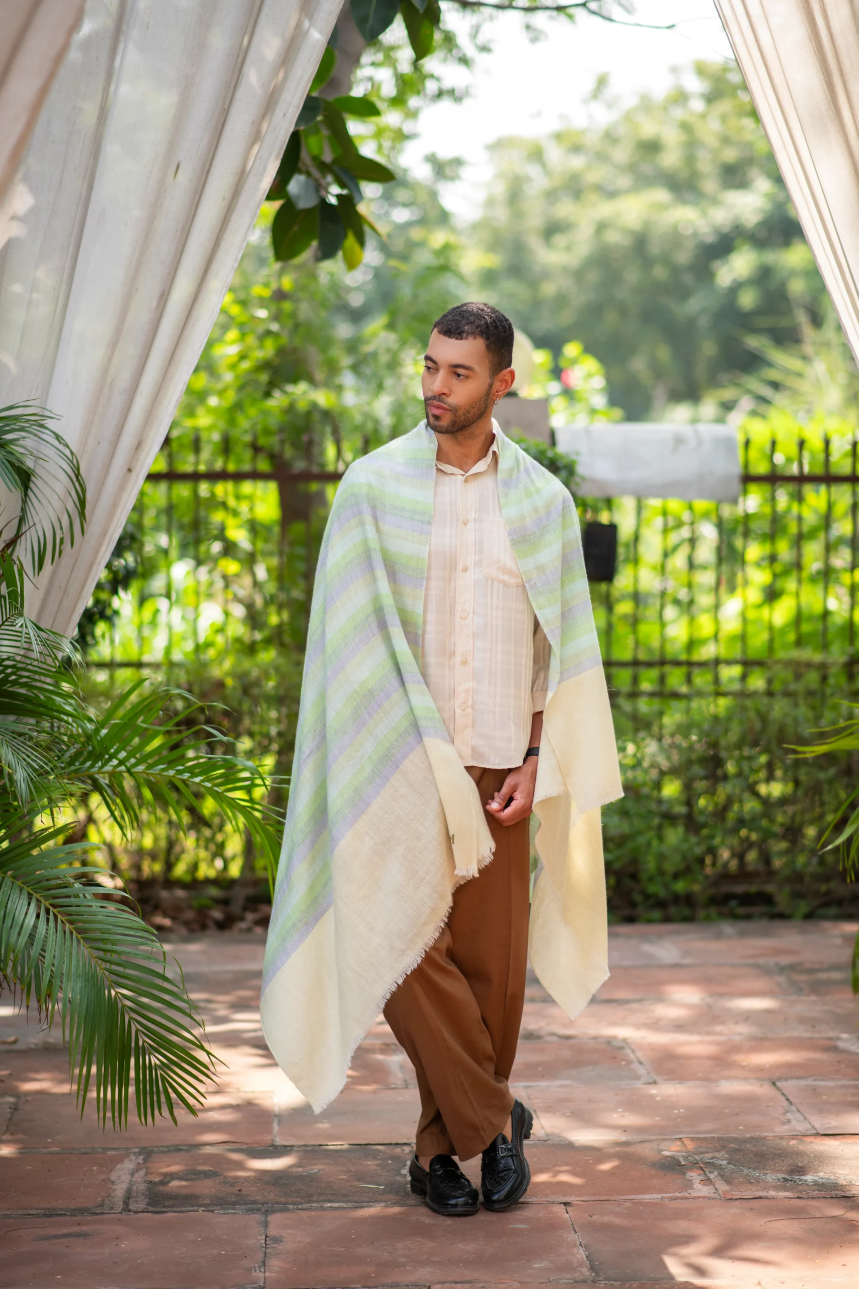 Spring Horizon Soft green and Lavender Shawl - Image 4