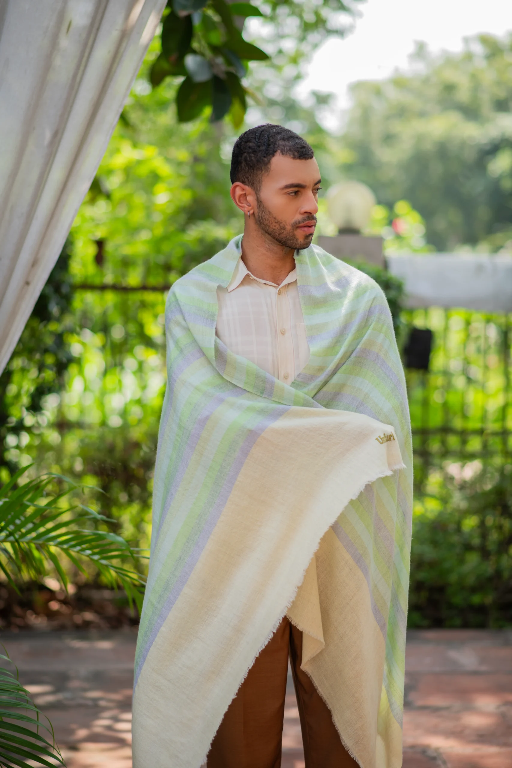 Spring Horizon Soft green and Lavender Shawl - Image 3