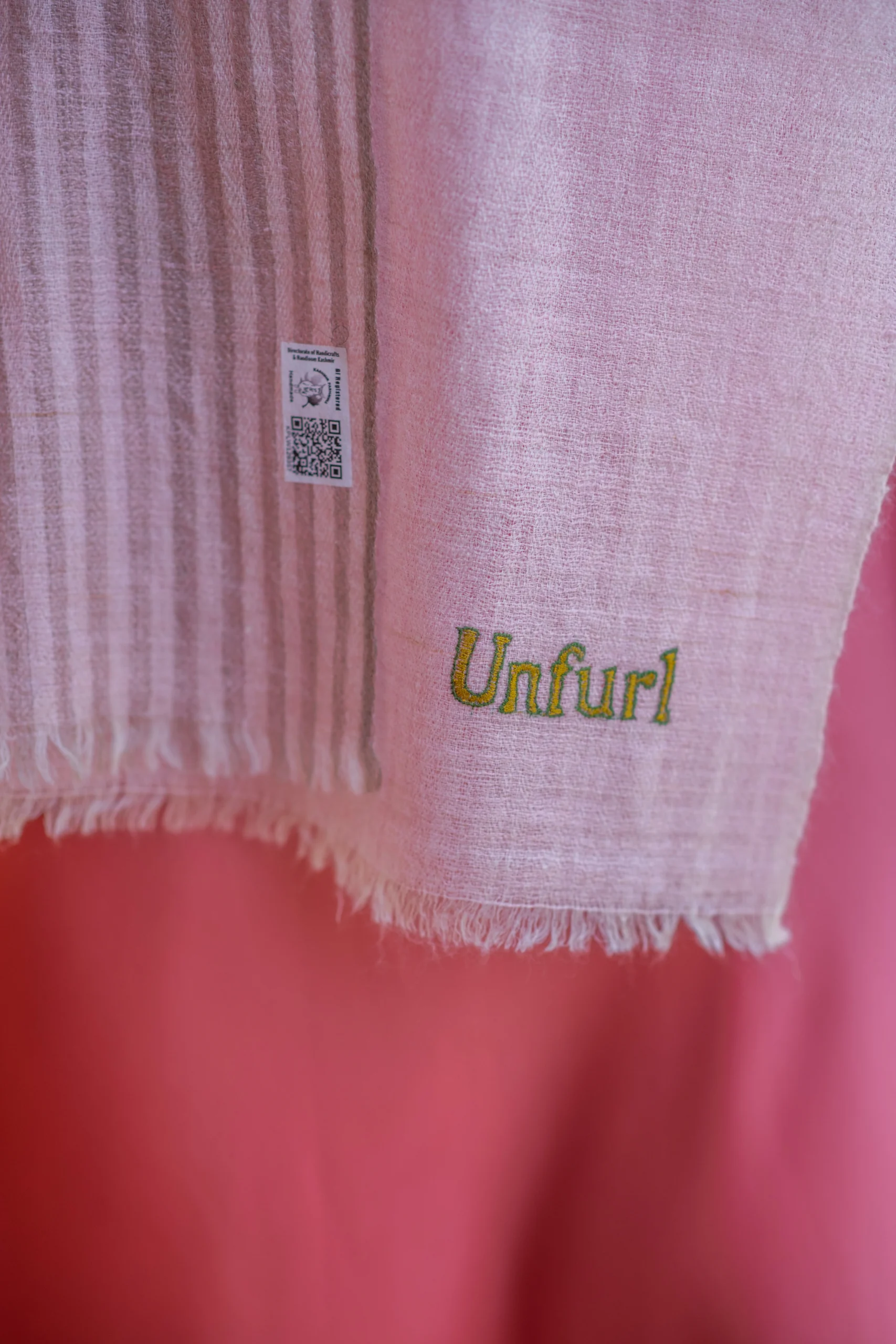 Petal Whisper Soft Dusty pink wrap with stripes - Image 2