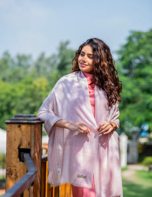 Petal Whisper Soft Dusty pink wrap with stripes