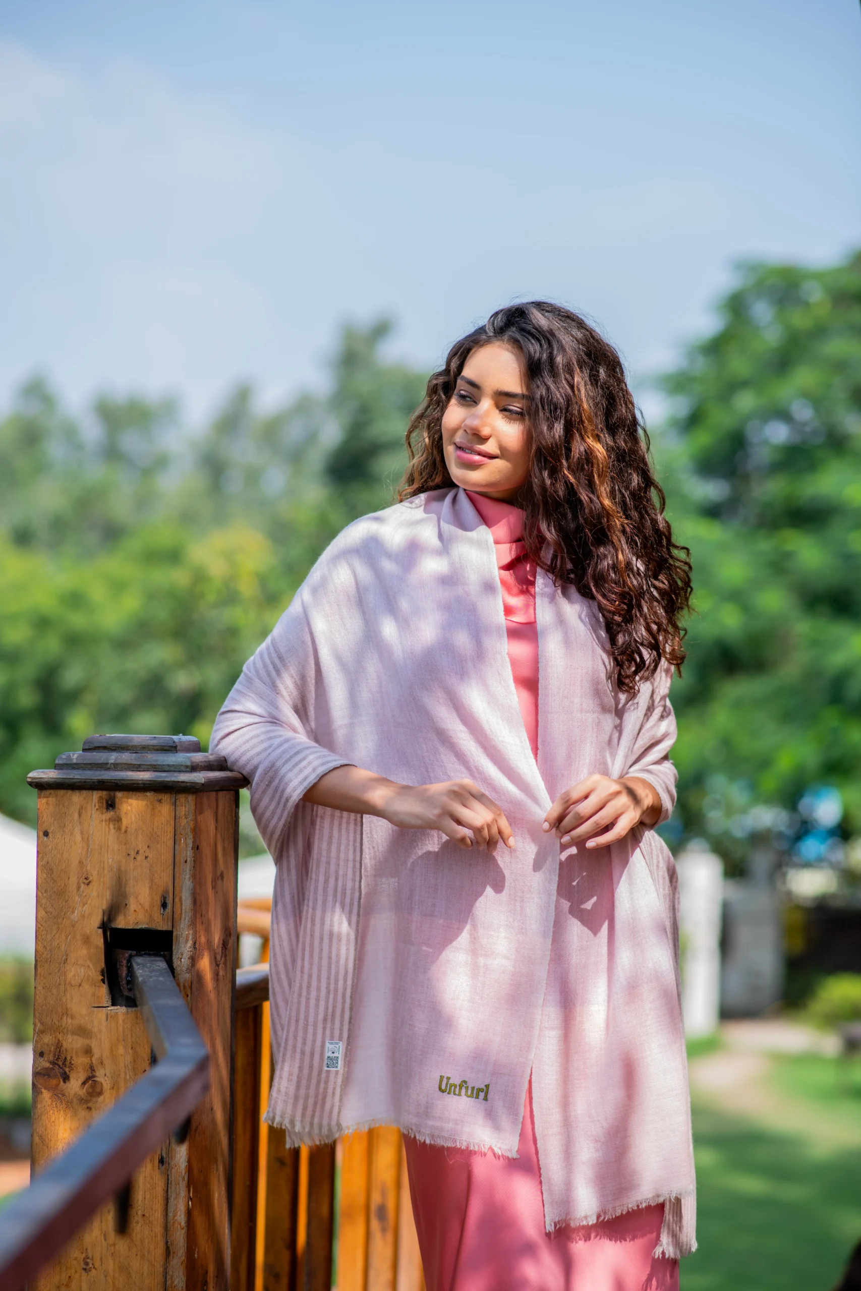 Petal Whisper Soft Dusty pink wrap with stripes